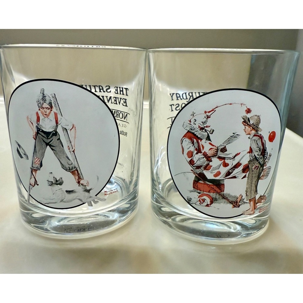 VTG Set of 2 Norman Rockwell GlassOff Duty Clown/Stilt Walker Collectible Unique